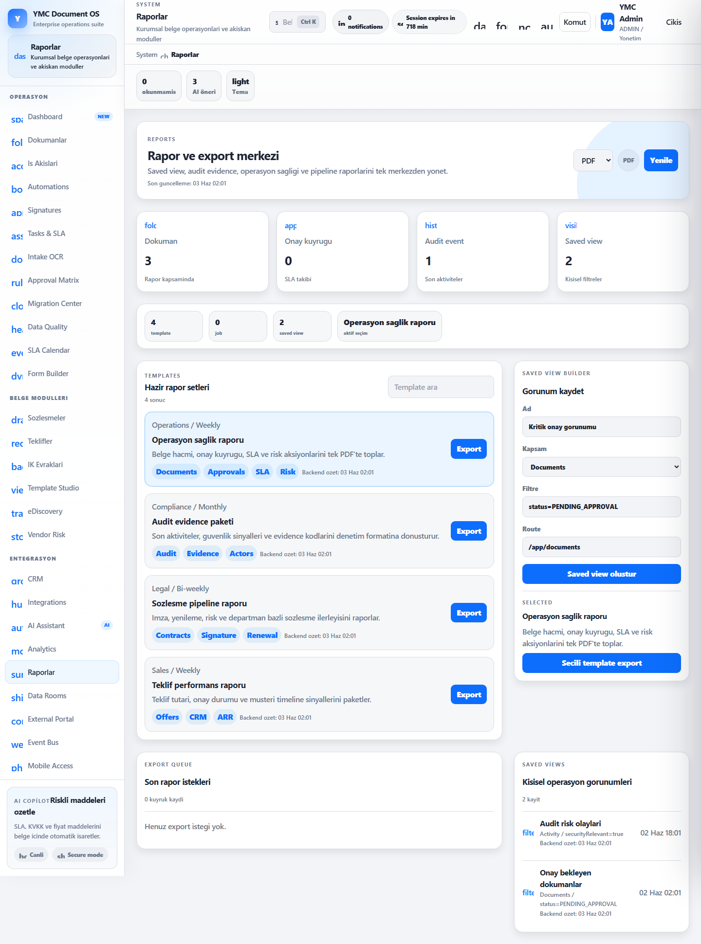 YMC DMS — Reports — Executive view and exportable reports