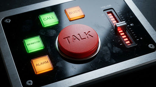 YMC IP Intercom TALK button and zone control panel close-up detail