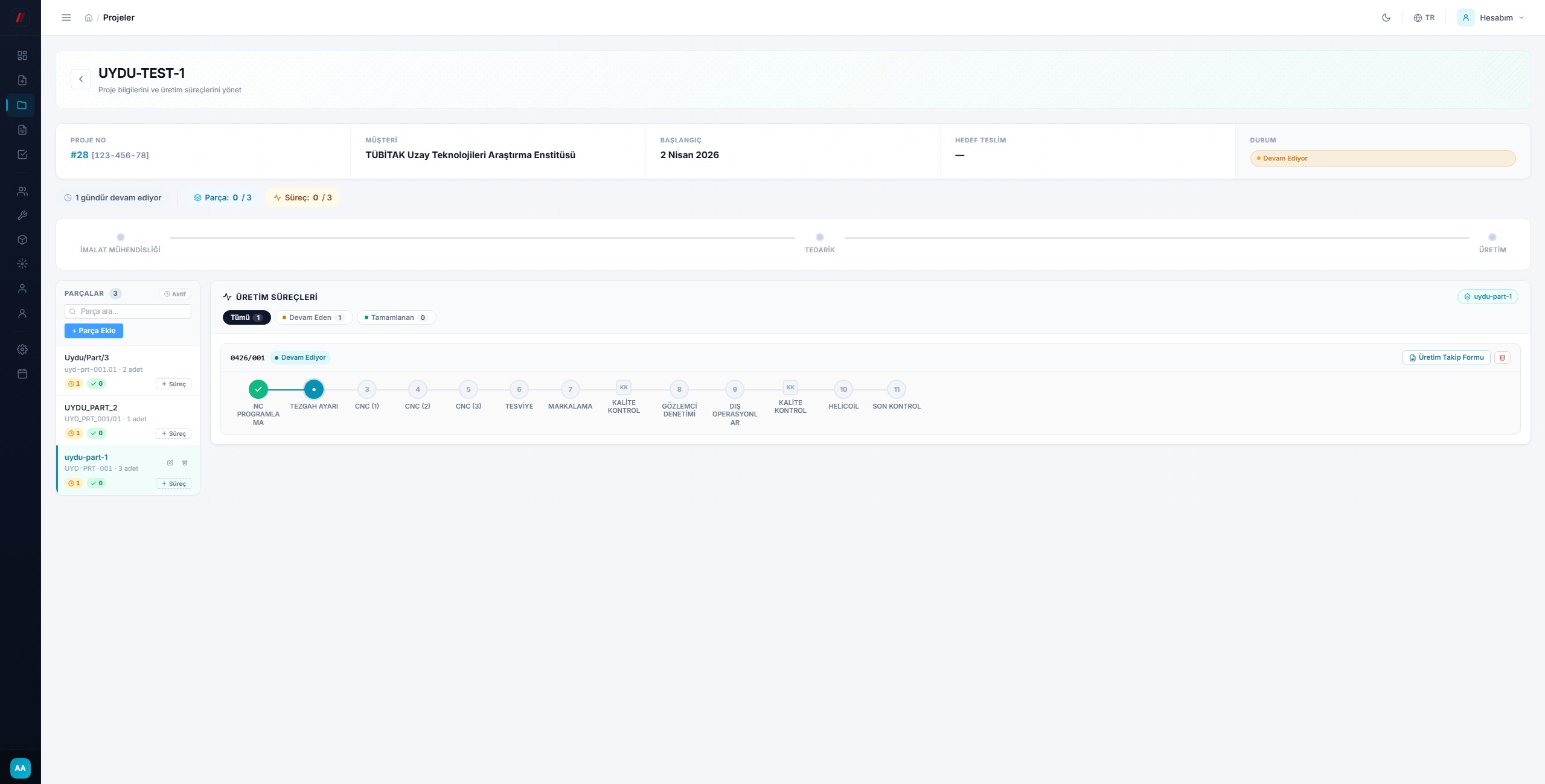 REDLINE MES Proje Yönetimi - Üretim Takip