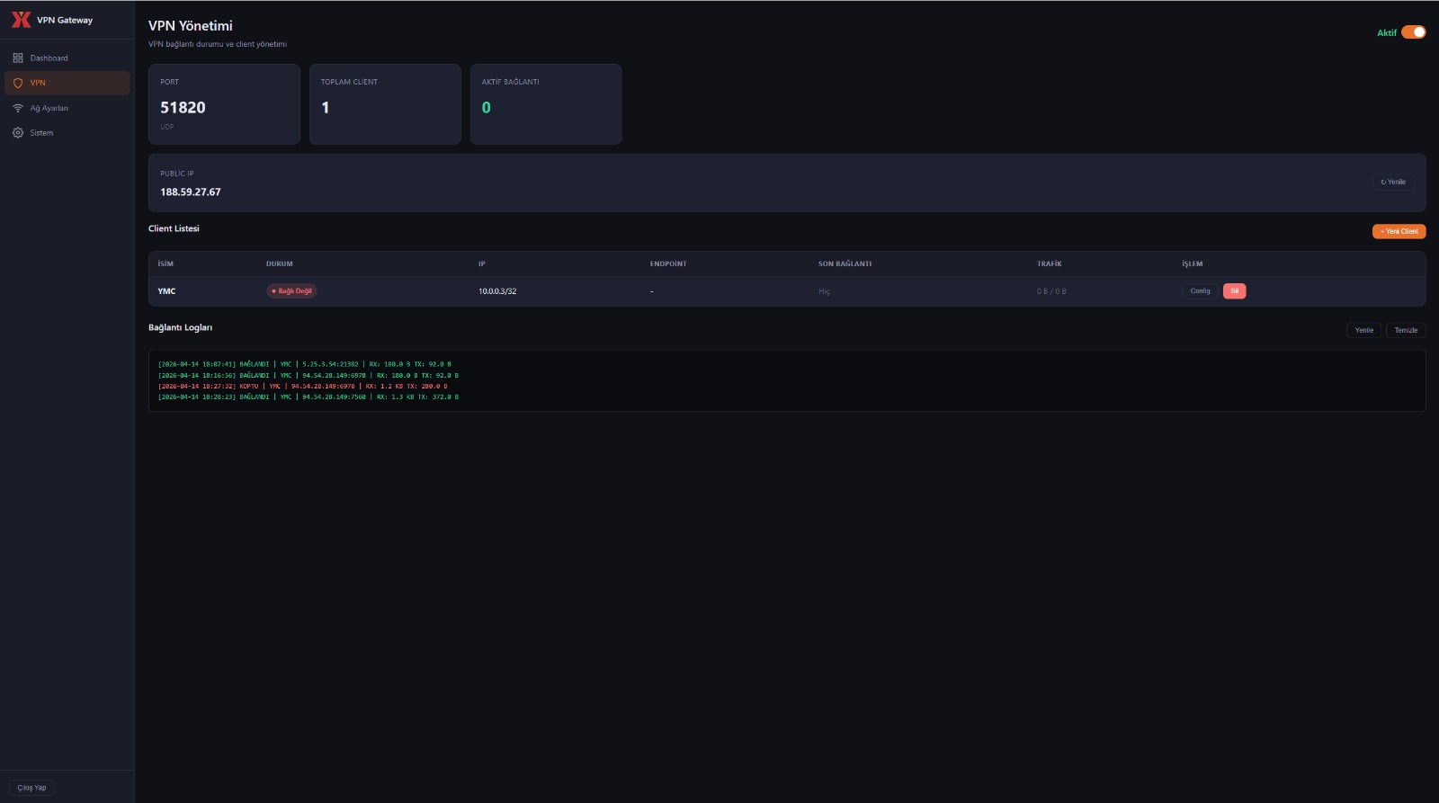 YMC Portable VPN Settings - Network Configuration