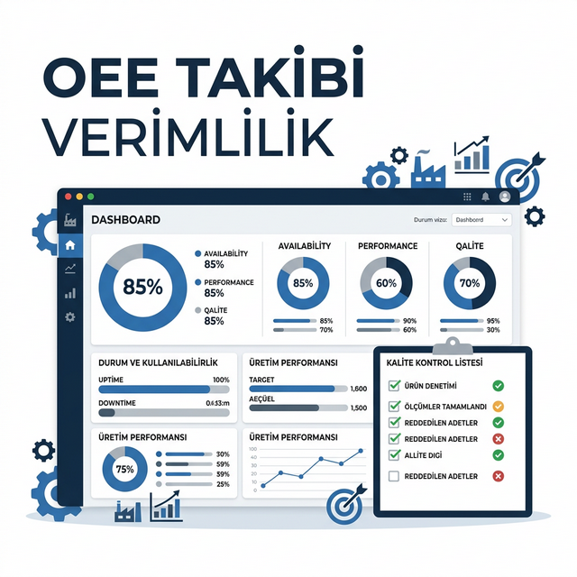 OEE Takibi Ekranı ve Performans Göstergeleri MES Sistemi Üzerinde OEE Takibi ve Genel Ekipman Verimliliği Dashboard Ekranı