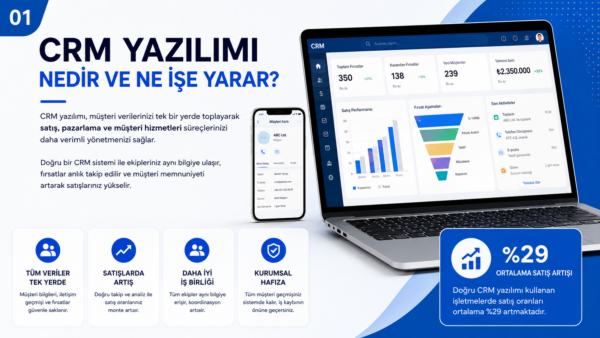 CRM yazılımı ile müşteri ilişkileri yönetimi ve satış süreçlerinin dijital olarak yönetilmesi