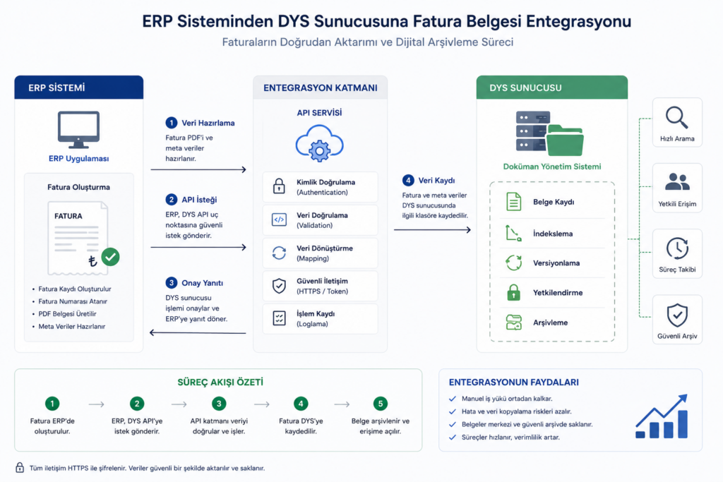 özel doküman yönetim sistemi ve ERP yazılımı API veri entegrasyonu