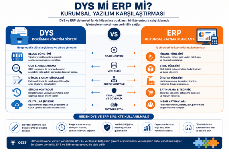 ERP ve DYS entegrasyon mimarisi veri akış şeması