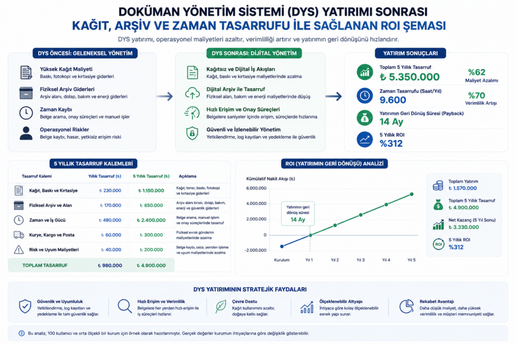 DYS bütçe tasarrufu ve ROI yatırım analizi şeması