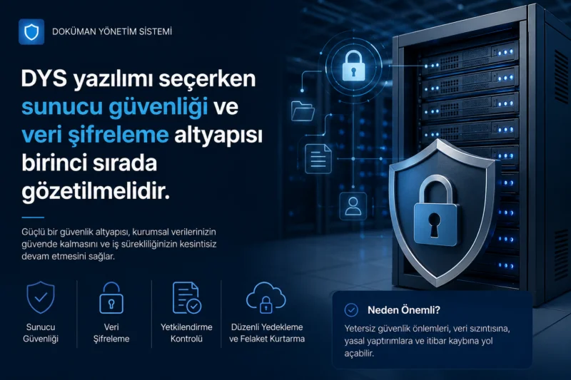 DYS seçerken doküman yönetim sisteminde veri güvenliği ve şifreli sunucu kontrolü
