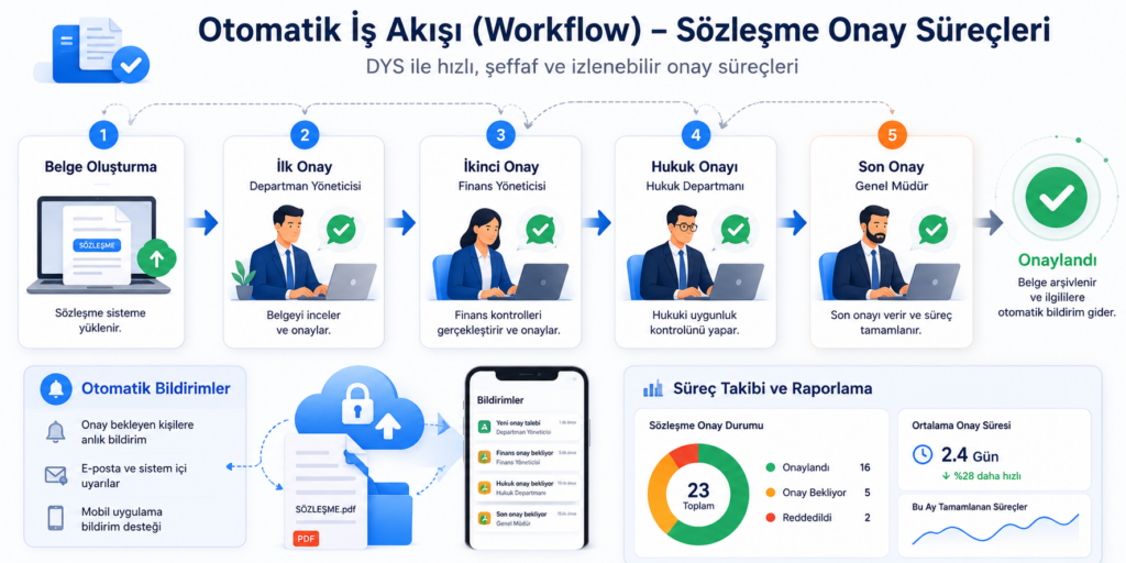 otomatik iş akışı (workflow) sözleşme onay süreçleri diyagramı