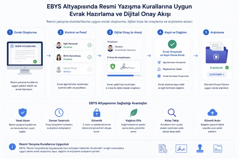 elektronik belge yönetim sistemi EBYS iş akışı ve e-imza onay aşamaları
