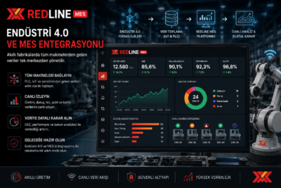 Endüstri 4.0 ve MES entegrasyonu ile akıllı fabrika kontrol ekranı