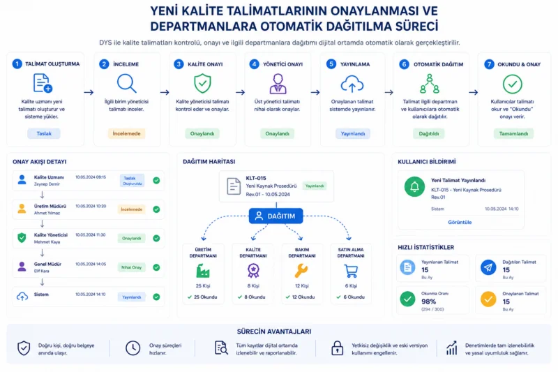 ISO 9001 doküman yönetimi ve revizyon takibi arayüzü
