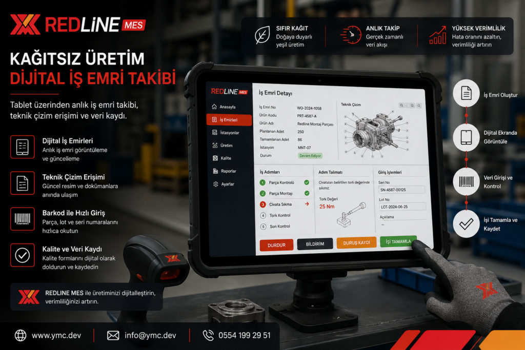 Kağıtsız üretim sürecinde tablet üzerinden dijital iş emri takibi