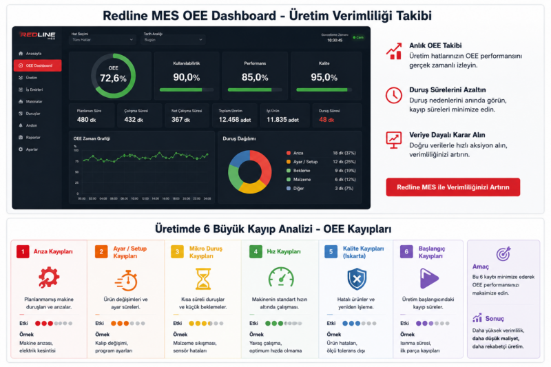 Redline MES OEE Dashboard - Üretim Verimliliği Takibi