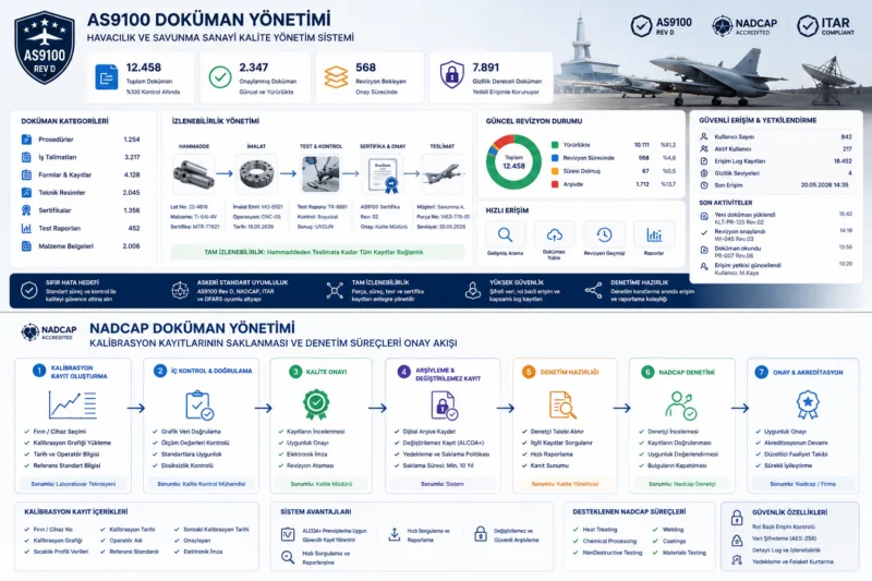 AS9100 doküman yönetimi ve havacılık kalite kontrol şeması