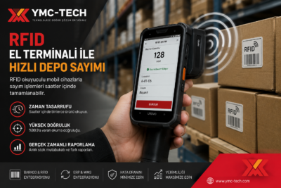 RFID okuyuculu mobil cihazlarla sayım işlemleri saatler içinde tamamlanabilir.