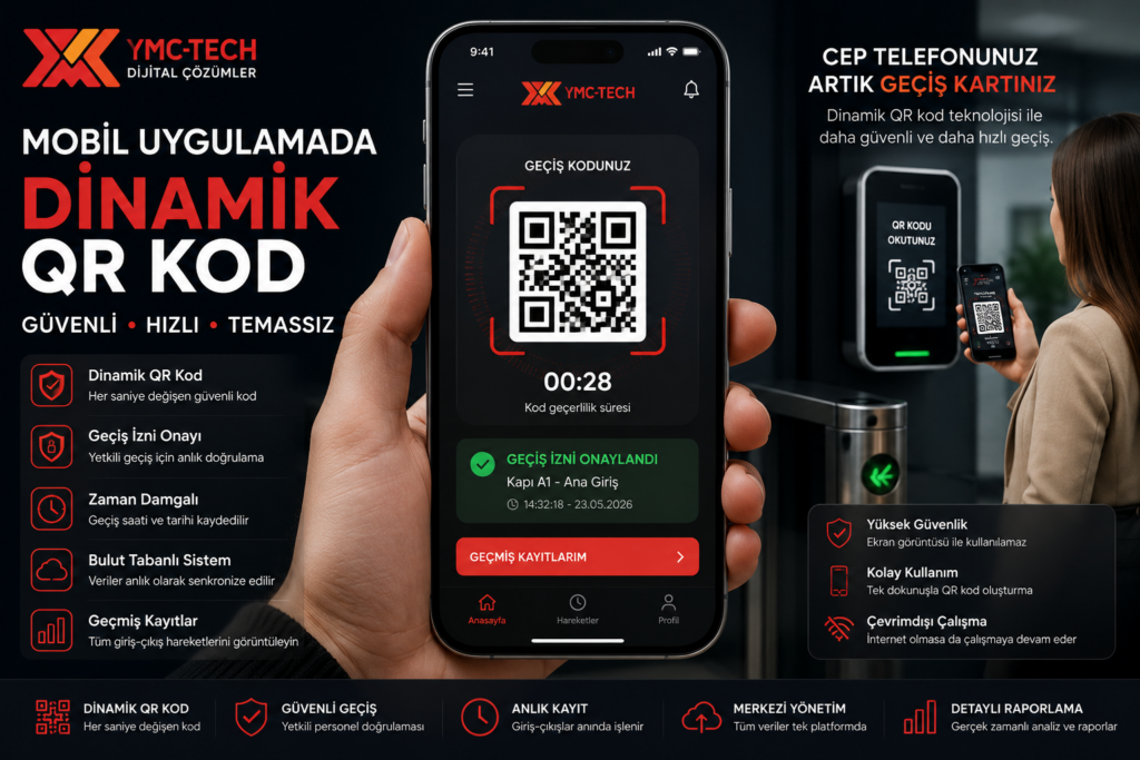 mobil uygulamada dinamik qr kod ve geçiş izni onay ekranı