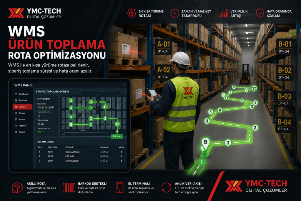 depo yönetim sistemi wms ürün toplama picking rota optimizasyonu