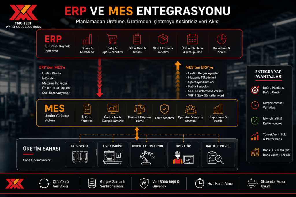 ERP MES entegrasyonu ve üretim sahası veri akışı