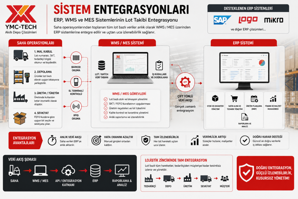 erp wms ve mes sistemlerinin lot takibi entegrasyonu