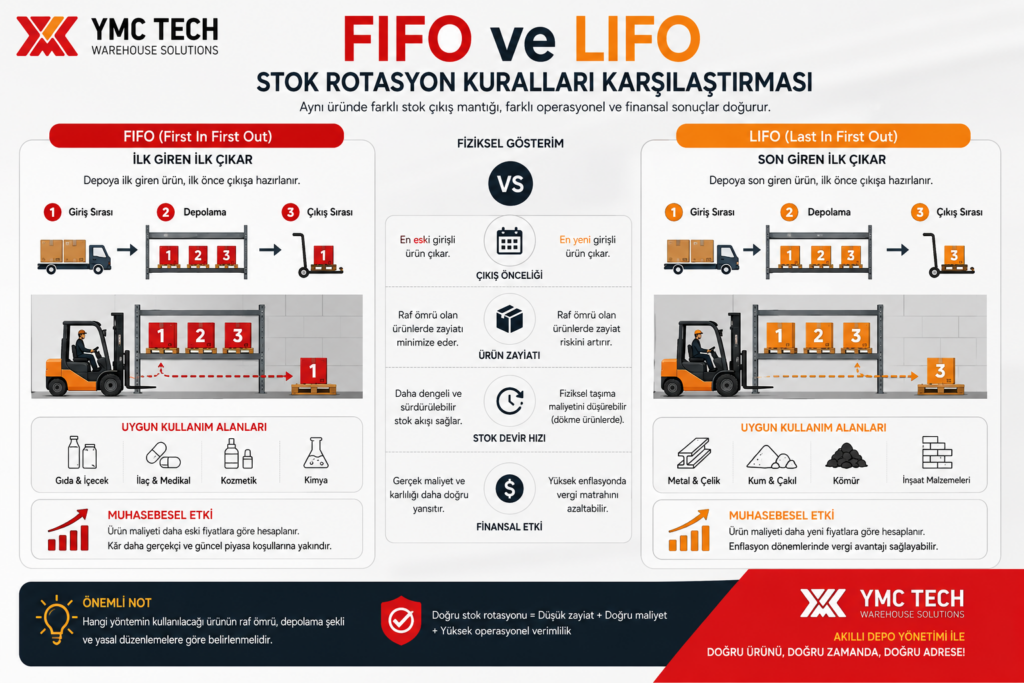 fifo ve lifo stok rotasyon kuralları çalışma prensibi karşılaştırması