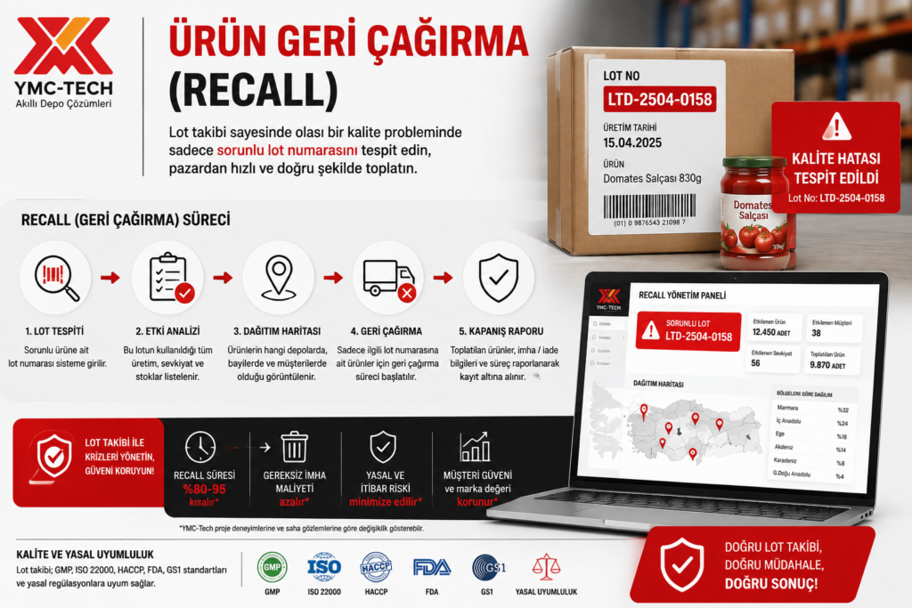 hatalı ürün geri çağırma recall süreci lot takibi