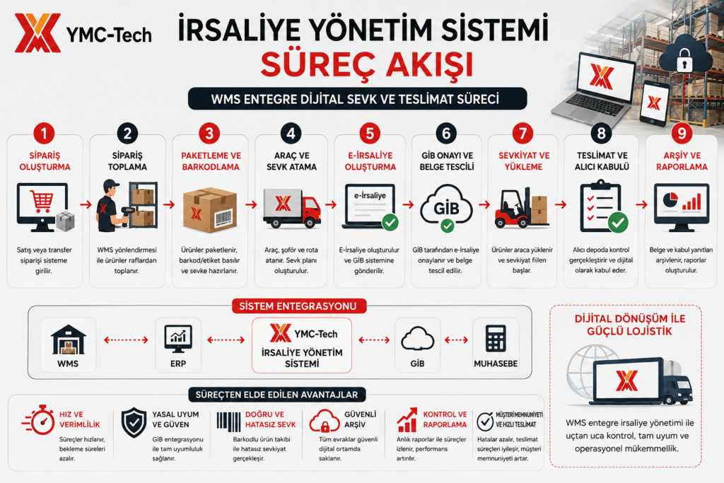 wms entegre irsaliye yönetim sistemi süreç akışı