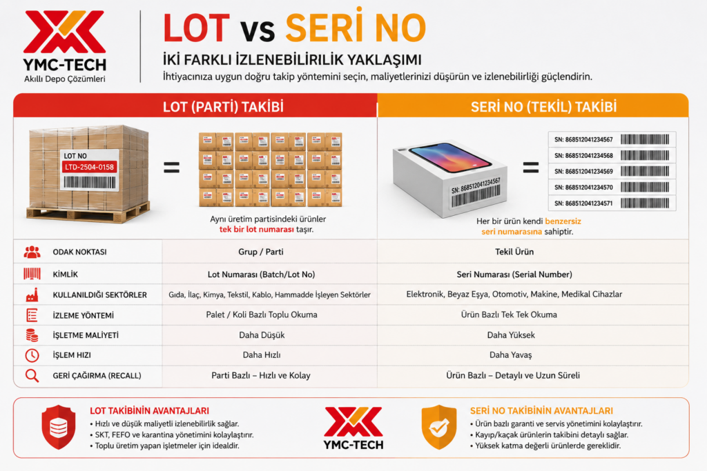 lot takibi ve seri no takibi karşılaştırması