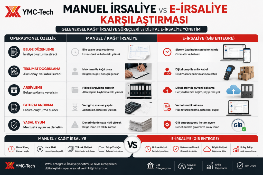 manuel kağıt irsaliye ve e-irsaliye yönetimi karşılaştırması
