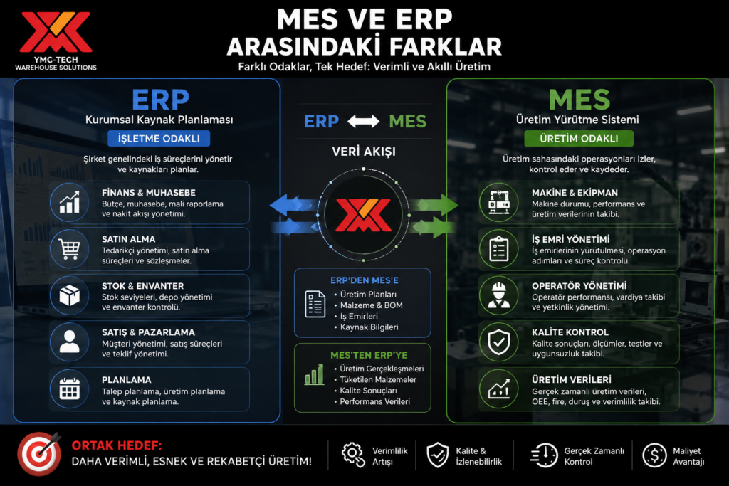MES ve ERP arasındaki farklar ve üretimdeki görevleri